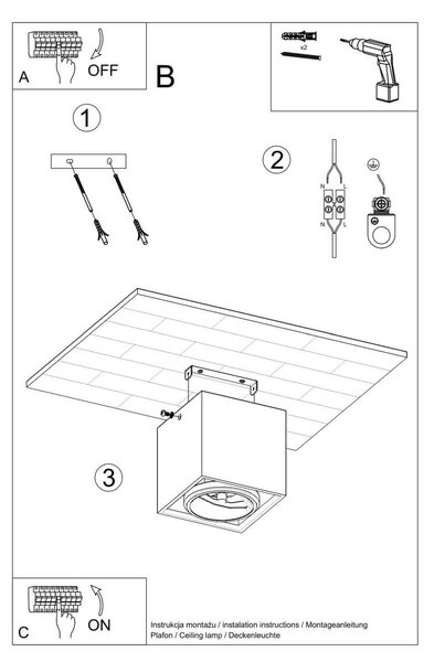 Lampada da soffitto VALDE in Cemento con base GU10