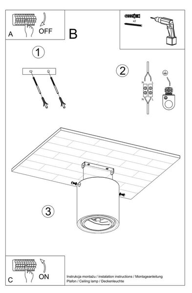 Lampada da soffitto CULLO in Cemento con base GU10