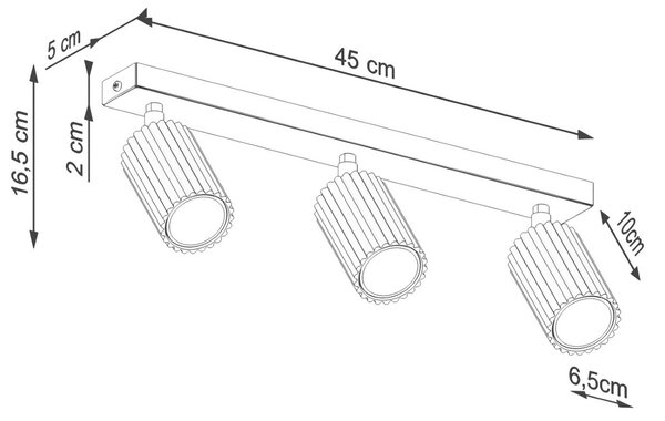 Lampada da soffitto KARBON 3L in Alluminio 3xGU10