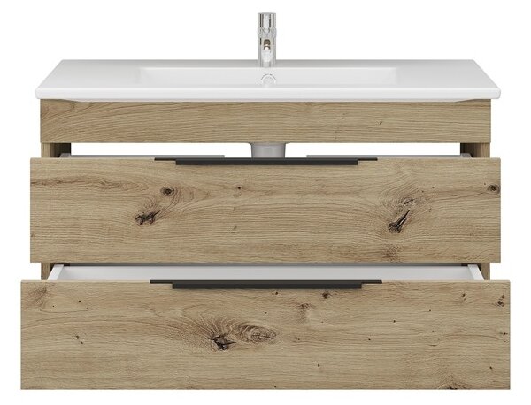 Kamalu mobile bagno sospeso 80 cm in rovere naturale spazzolato grezzo | lac-efesto-80