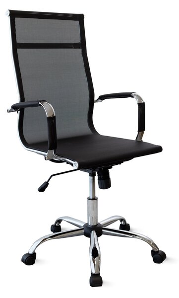 Sedia Presidenziale da Ufficio 55x65x116 cm Nero