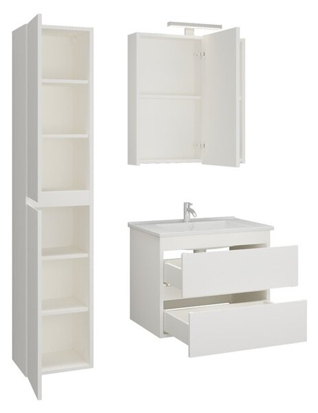 Composizione bagno sospesa 65 cm colore bianco opaco | LAC-EOLO-65 - KAMALU