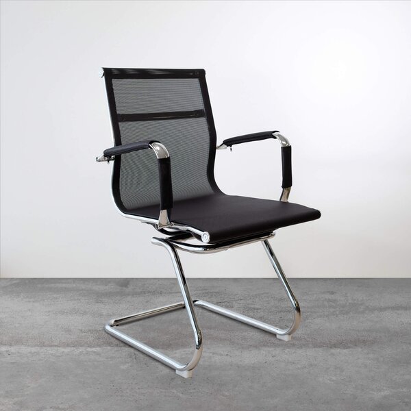 Sedia da Ufficio Sala da Attesa 55x65x89 cm in Nylon Nero