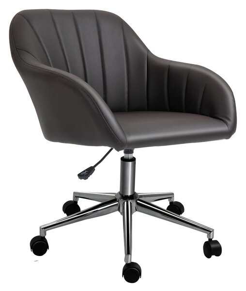 Sedia Poltrona Operativa da Ufficio 60x59x79-89 cm in Similpelle Marrone