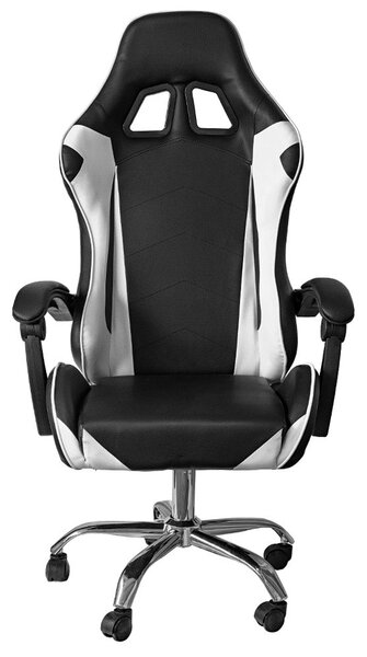 Sedia da Gaming Ergonomica 64x53x122-133 cm con Supporto Lombare e Poggiatesta in Similpelle Bianco
