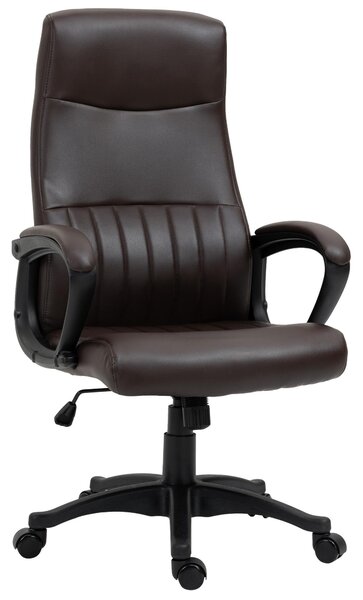 Sedia Poltrona Direzionale da Ufficio 61,5x66x113-123 cm in Similpelle Marrone