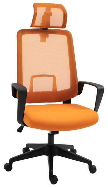 Sedia Poltrona Direzionale da Ufficio 63,5x63x116,5-125,5 cm in Tessuto Arancione