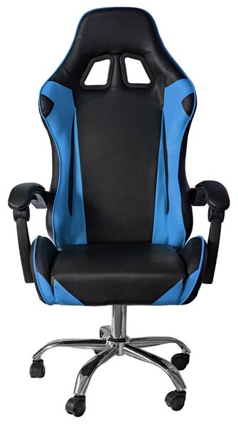 Sedia da Gaming Ergonomica 64x53x122-133 cm con Supporto Lombare e Poggiatesta in Similpelle Blu