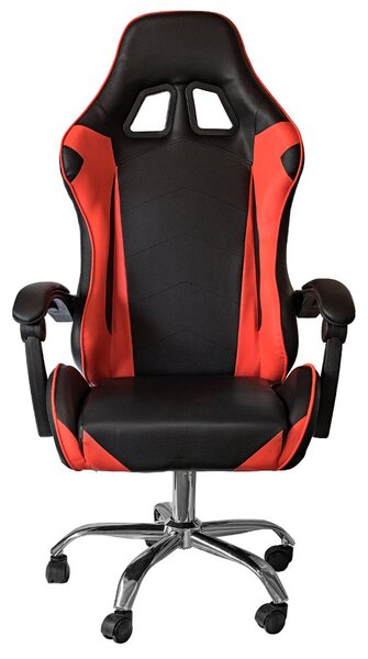 Sedia da Gaming Ergonomica 64x53x122-133 cm con Supporto Lombare e Poggiatesta in Similpelle Rossa