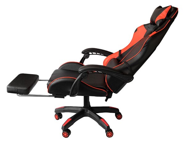Sedia da Gaming Ergonomica 64x53x122-133 cm con Poggiapiedi in Similpelle Rossa