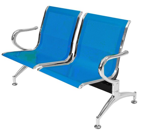 Panca per Sala d'Attesa 2 Posti in Acciaio Blu