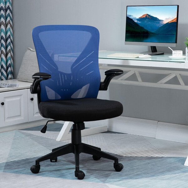 Sedia Operativa da Ufficio 62x59x99-107 cm in Tessuto Nero e Blu