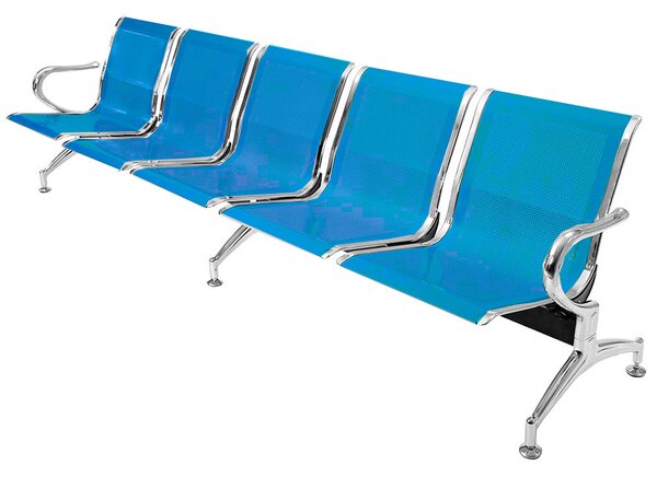 Panca per Sala d'Attesa 5 Posti in Acciaio Blu