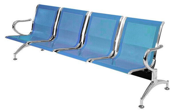 Panca per Sala d'Attesa 4 Posti in Acciaio Blu