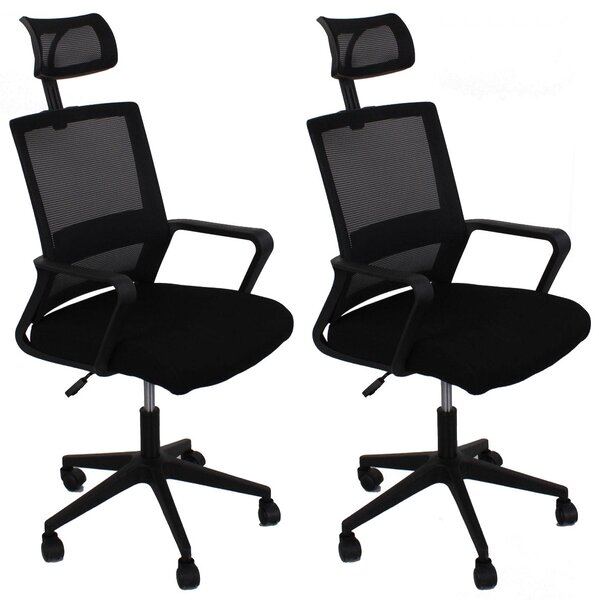 Set 2 Sedie Poltrona Opertative da Ufficio in Nylon Nera