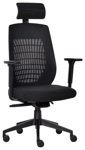 Sedia Poltrona Direzionale da Ufficio 67x64x118-126 cm in Tessuto a Rete Nero