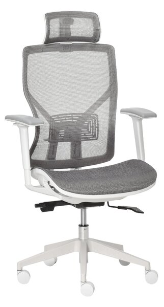Sedia Poltrona Direzionale da Ufficio 67x65x120-128 cm in Tessuto a Rete Grigio