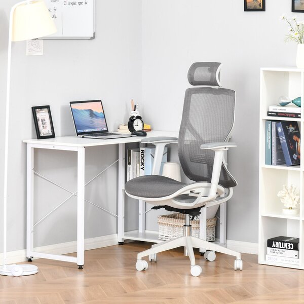 Sedia Poltrona Direzionale da Ufficio 67x65x120-128 cm in Tessuto a Rete Grigio