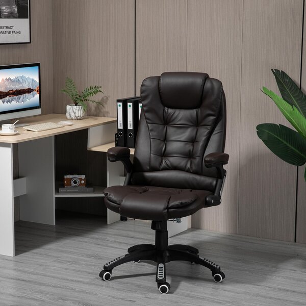 Sedia Poltrona Presidenziale da Ufficio 67x72x110-120 cm in Similpelle Marrone