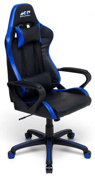 Sedia da Gaming Ergonomica 63x63x126 cm in Similpelle Nero e Blu
