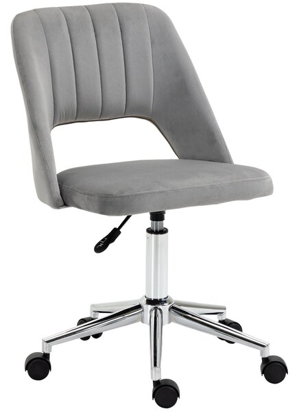 Sedia Operativa da Ufficio 49x54x79-91 cm in Tessuto Vellutato Grigio