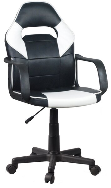 Sedia Operativa da Ufficio 59x55x106 cm in PVC Nera e Bianca