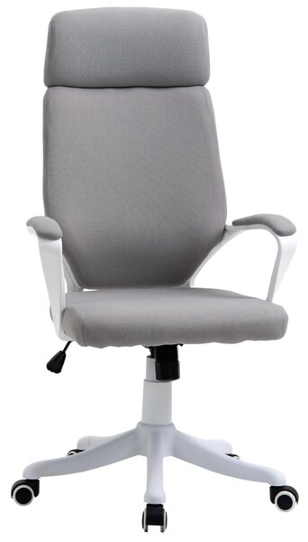 Sedia Poltrona Direzionale da Ufficio 63x65x113-123 cm in Tessuto Grigio Chiaro