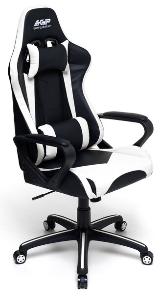 Sedia da Gaming Ergonomica 63x63x126 cm in Similpelle Nero e Bianco