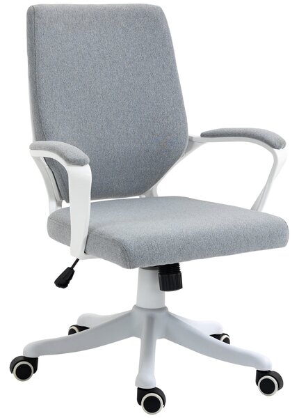 Sedia Operativa da Ufficio 62x69x92-102 cm in Tessuto Effetto Lino Grigia