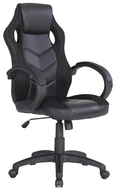 Sedia da Gaming Ergonomica 61x66x116 cm in Similpelle Nera
