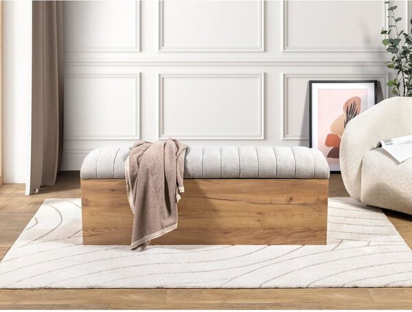 Panca in grigio chiaro e colore naturale Oceane - Bobochic Paris