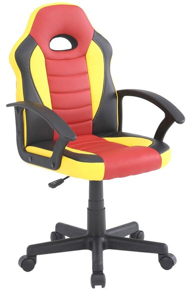 Sedia da Gaming Ergonomica per Bambini 55x56x99,5 cm in Similpelle Nera Gialla e Rossa