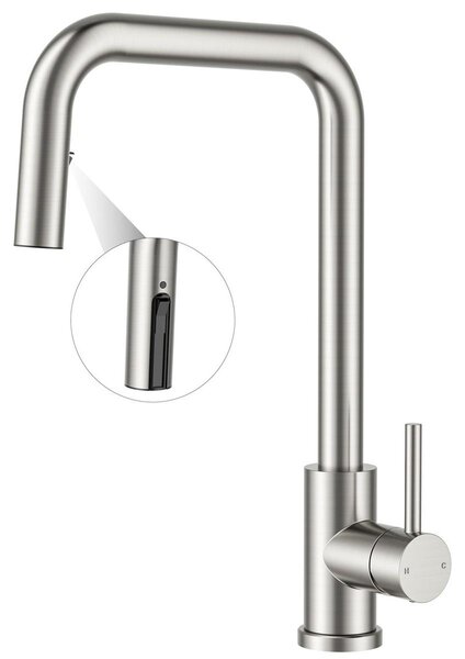 Miscelatore da cucina estraibile - Monocomando - Acciaio inox 304 - Nero