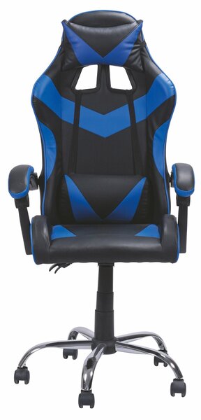Sedia da Gaming 61x56x123 cm in Similpelle Nera e Blu