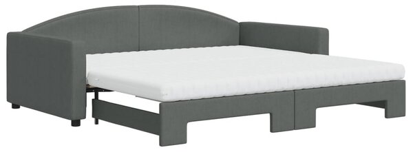 VidaXL Divano letto estraibile con materasso Grigio scuro 100x200 cm Tessuto
