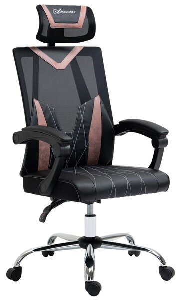 Sedia Direzionale da Ufficio 58x62,5x112-120cm in Tessuto a Rete Nera
