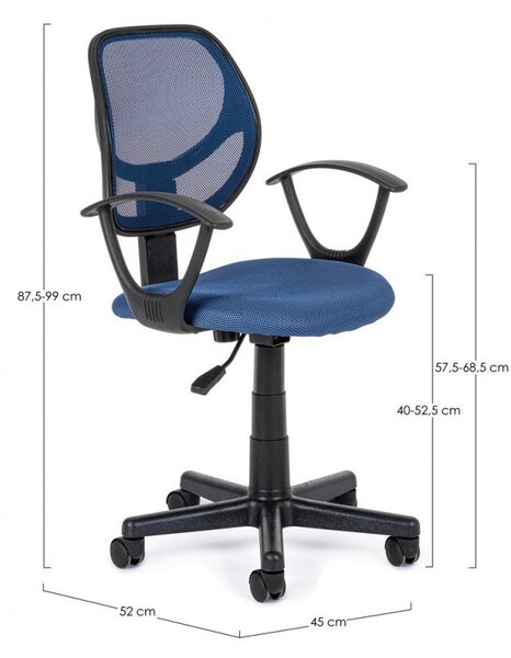 Sedia Ufficio Ella Blu in Tessuto