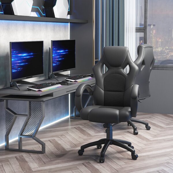 Sedia da Gaming 51x61x108-118 cm in Similpelle Nero