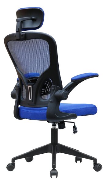 Sedia Poltrona Direzionale da Ufficio 63x62x117 cm in Tessuto a Rete Blu