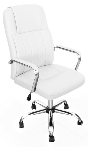 Sedia Poltrona Direzionale da Ufficio 59x67x105/113 cm Ergonomica in Similpelle Bianca