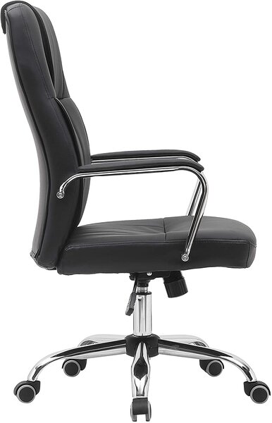 Sedia Poltrona Direzionale da Ufficio 59x67x105/113 cm Ergonomica in Similpelle Nera