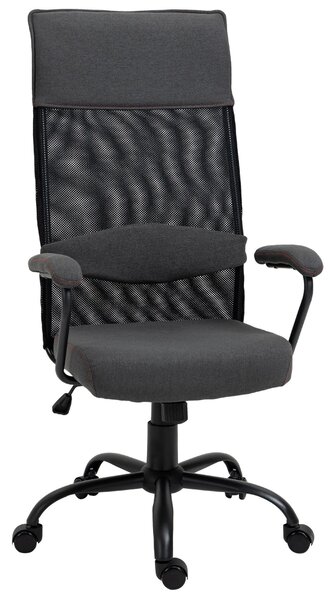Sedia Poltrona Direzionale da Ufficio 58x61,5x117-125 cm in Tessuto Grigio