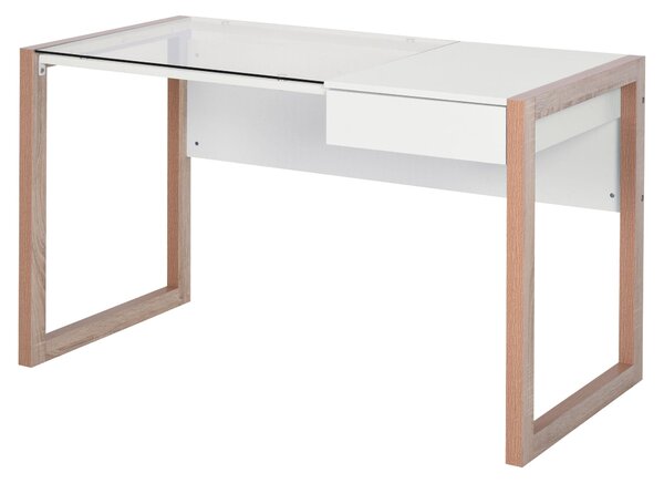 Scrivania da Ufficio 120x60x75 cm in Legno e Vetro
