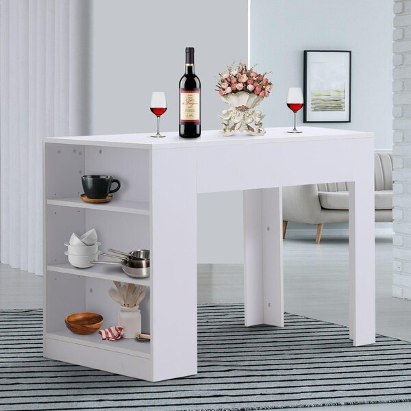 Scrivania da Ufficio con 3 Ripiani in Legno Bianco 100x60x75 cm