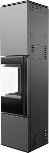 Stufa in acciaio KRATKI REN/L sinistra Ø 150 7 kW rivestimento nero con porta a molla