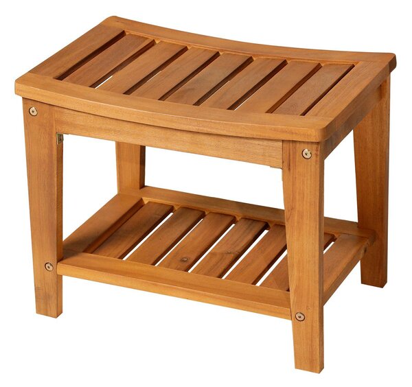 Sgabello Panchina da Bagno e Doccia in Legno di Acacia 53x35x43 cm