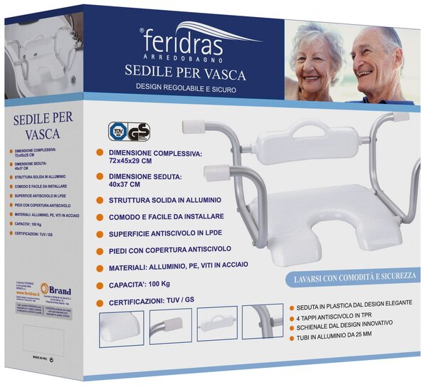 Sedile per Vasca Argentato e Bianco 72X45X29