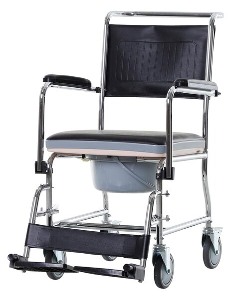 Sedia a Rotelle con WC Rimovibile in Metallo e PVC BeCare