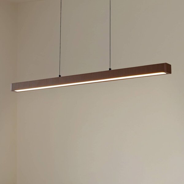 Lampada a sospensione Emara Lucande, dimmerabile, Legno scuro, Soggiorno / Sala da pranzo, Legno, Design, Lampada a sospensione
