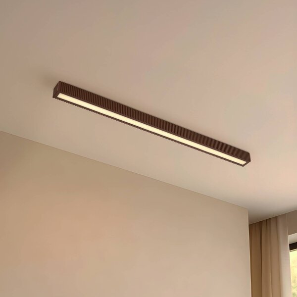 Plafoniera soffitto Emara Lucande, dimmerabile, Legno scuro, Soggiorno / Sala da pranzo, Legno, Design, Plafoniera